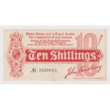 Bradbury 10 Shillings (T9, Pick346) issued 1914, Royal Cypher watermark, serial A/4 920813, No. with