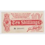 Bradbury 10 Shillings (T9, Pick346) issued 1914, Royal Cypher watermark, serial A/20 889905, No.