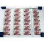 TEST NOTES (24), Canada Duranote uncut sheet of 24 x 100 Units, examples showing different