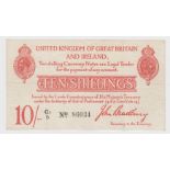 Bradbury 10 Shillings (T12.3, Pick348a) issued 1915, LAST RUN 'C2' prefix, 5 digit serial number