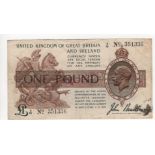 Bradbury 1 Pound (T16, Pick351) issued 1917, serial C/15 351336, ink stains, Fine+