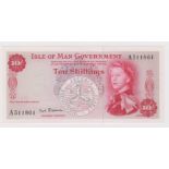 Isle of Man 10 Shillings issued 1969, signed P.H.G. Stallard, serial A511861 (IMPM M504, Pick24b)