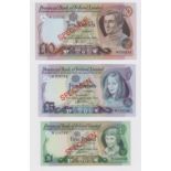 Northern Ireland (3) Provincial Bank of Ireland SPECIMEN set comprising 10 Pounds, 5 Pounds & 1
