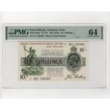 Bradbury 10 Shillings (T18, Pick350a) issued 1918, serial A/7 320402, No. with dash, in PMG holder