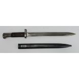 Czech Bayonet with metal scabbard, scabbard maker marked 'tgf E3 48'.