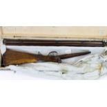 Double barrelled percussion Shotgun, 10 bore, barrels 29", centre rib marked "R G Robinson &