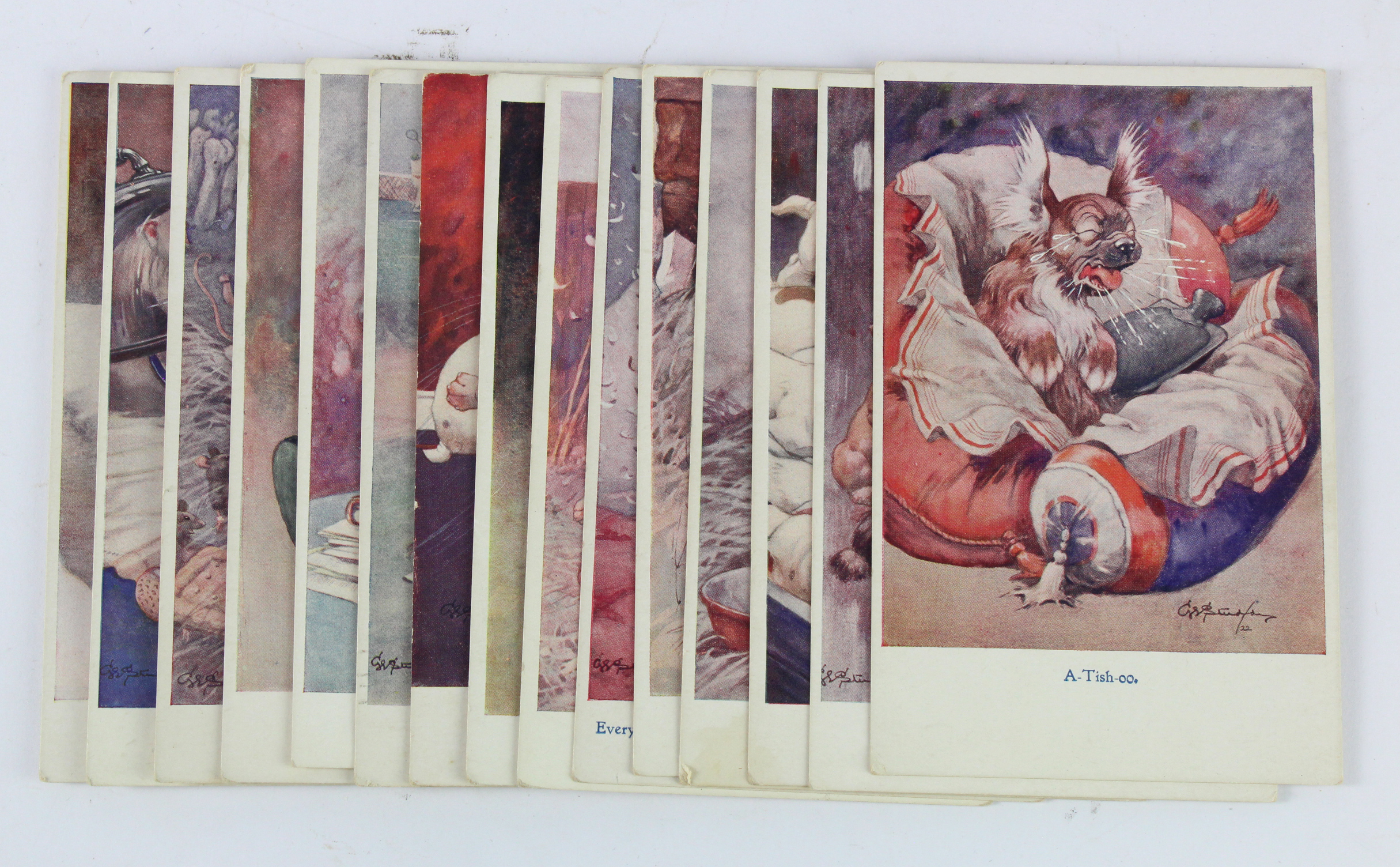 Bonzo by G E Studdy, original varied selection, includes Golf & Tennis. (approx 15 cards)