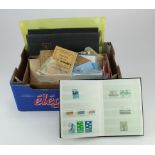 Blue box housing World stamps in packets, loose, s/book of GB, special cancellations, etc. Sorter