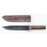 American B2 Fighting knife in replacement ? leather scabbard, tang with 2/45 and crows foot