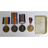 Military Medal GV (238077 Pte E Tucker 5/L'pool R) BWM & Victory Medal (45707 Cpl E Tucker Devon R).