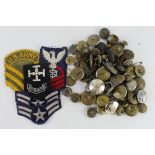 Military buttons and badges bag full.