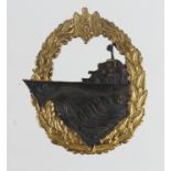 German Kriegsmarine destroyer war badge maker marked.
