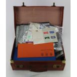 GB - small old brown suitcase packed with various material inc UM decimal special issues on