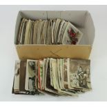 Mixed assortment of old postcards, original selection in shoebox (approx 300 cards)