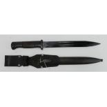 German K98 Bayonet with scabbard and leather frog. Blade maker marked 'Jos.Corts Sn'.
