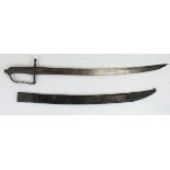19th Century continental infantryman's sword possibly Prussian in its black leather scabbard.
