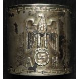 German Adolf Hitler interest a silver Napkin ring with note "From the Reichs Chancellery" has