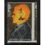 GB - misperf error 1991 22p Scientific Achievements Faraday stamp, dramatic perforation shift