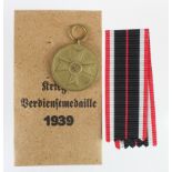 German 3rd Reich War Merit Medal (Kriegsverdienstmedaille) Awarded to Civilians for their