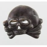 German 3rd Reich Allgemeine SS Totenkopf Jawless Type Death Head Skull Badge.