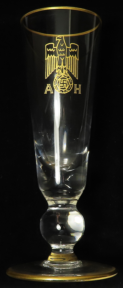 German Adolf Hitler / Reichs Chancellery interest a wine goblet with Eagle and AH stencilled in