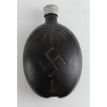 German Africa Corps Husk Covered Water Bottle. Hand carved with the D.A.K logo.