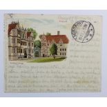 Oxford Trinity College court-size postcard, stamped 1d with Wantage 17 AUG 1899 postmark to