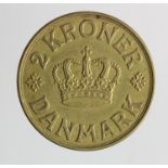 Denmark 2 Kroner 1936 VF, scarce date.