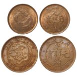 China (2) Imperial milled Cash: Kwang-Tung One Cent 1900-06, Y# 192, EF-GEF trace lustre, along with