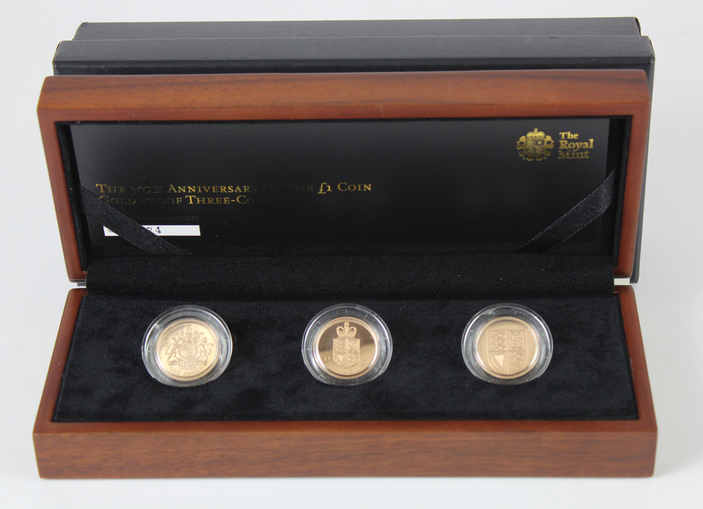 One Pound gold proof three coin set "30th Anniversary" aFDC boxed as issued