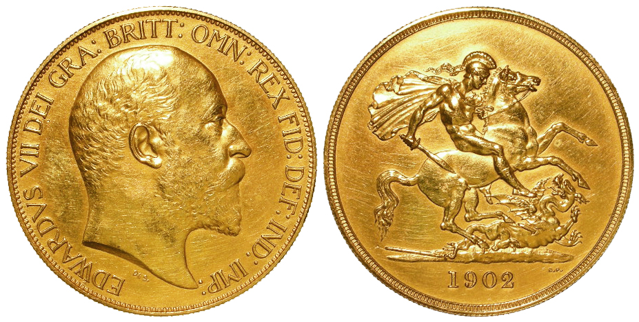 Five Pounds 1902 matte proof, EF