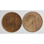 Pennies (2): 1903 normal, GEF; and 1904 AU