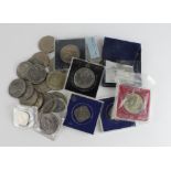 Channel Isles, quantity of coins and crowns, some in cases.