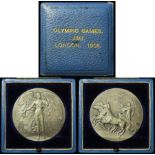 British Commemorative Medal, white metal (silver?) d.50.5mm: Olympic Games London 1908,