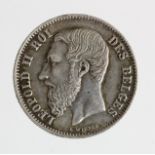 Belgium silver 50 Centimes 1866 aEF
