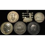 British Society & Sports Medals (6) silver (five hallmarked), various sizes, 240.07g combined, early
