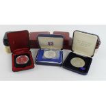 British Commonwealth cased silver proof and commemorative coins (8) plus 3 other base.
