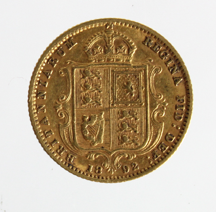 Half Sovereign 1892 Jubilee, lower shield, S.3869D, VF - Image 2 of 2