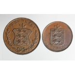 Guernsey (2): 8 Doubles 1834 nEF tiny edge nick, and 4 Doubles 1830 nEF