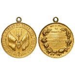 British Commemorative Medal, gold (marked 18ct) d.22mm, 9.03g: Victory of Jutland Bank 1916, by