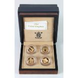 One Pound gold proof four coin set 2004 - 2007. FDC boxed as issued but missing the 2005