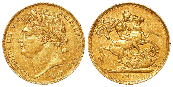 Sovereign 1822 GF small marks.