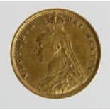 Half Sovereign 1892 Jubilee, lower shield, S.3869D, VF, tiny edge nick.