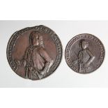 British Commemorative Medals (2) brass: Admiral Vernon Portobello 1739, 37mm irregular shape VF, and
