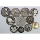 British & World Commemorative Medals (11) silver, various sizes, 587.71g, 19th-20thC, aVF to GEF