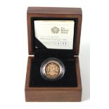 One Pound 2008 gold proof. aFDC boxed as issued