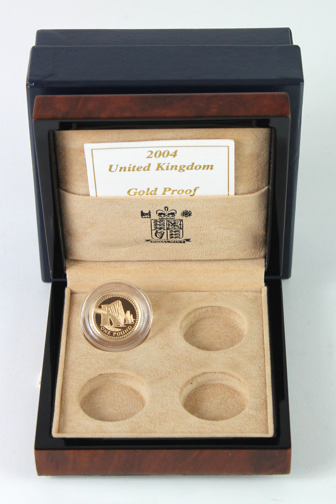 One Pound 2004 "Bridges" gold proof. FDC with certificate in the four coin box set (missing the