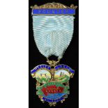 Masonic silver-gilt & enamel Founder's medal for Wessex lodge no.5297 - very unusual jewel -