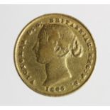 Australia, gold Sovereign 1866, KM# 4, nF, surface marks.