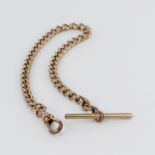 9ct "T" bar pocket watch chain, length approx 20cm, weight 10g